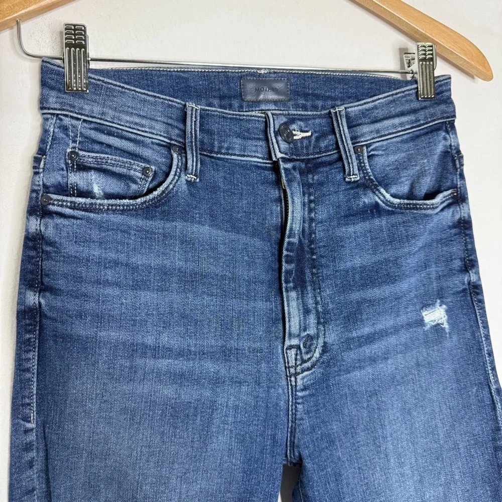 MOTHER Skinny Jeans The Swooner Ankle Fray Jeans Weekend Warrior Size 26